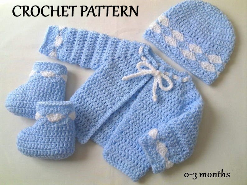 Crochet Pattern Baby Cardigan Hat and Booties Set Digital Etsy