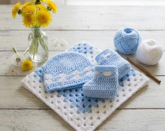 Crochet Pattern Baby Blanket, Hat and Booties, Baby Shower Gift, PDF #35