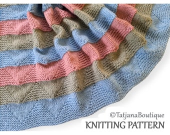 Knitting Pattern Baby Blanket, Baby Blanket Knitting Pattern, knitted baby blanket pattern, warm blanket knitting pattern PDF #178.
