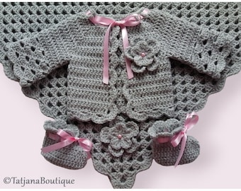 Cardigan e stivaletti per coperta per bambini con motivo all'uncinetto, modello all'uncinetto per stivaletti cardigan per coperta per bambini, modello per maglione per coperta per bambini all'uncinetto PDF#114