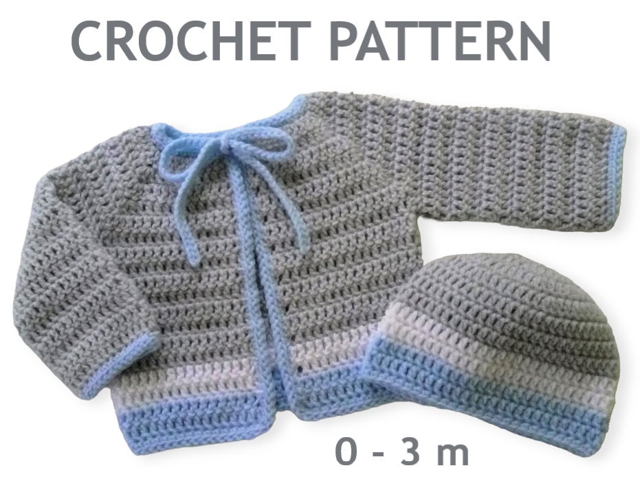 Buy Crochet Pattern Baby Hat and Cardigan, Crochet Baby Clothes - Main Image