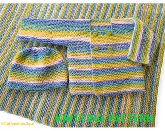 Knitting Pattern Baby Blanket, Hat and Cardigan, Baby Cardigan Blanket Knitting Pattern, knitted baby hat cardigan blanket pattern PDF #176.