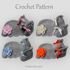 Crochet PATTERN Baby Hat and Booties, crochet baby clothes pattern, crochet baby hat beanie pattern, crochet baby booties pattern PDF #29