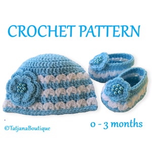 Crochet PATTERN Baby Hat Ballerina Booties, crochet baby hat pattern, crochet booties pattern, baby booties flower crochet pattern, PDF #121