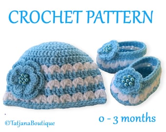 Crochet PATTERN Baby Hat Ballerina Booties, crochet baby hat pattern, crochet booties pattern, baby booties flower crochet pattern, PDF #121