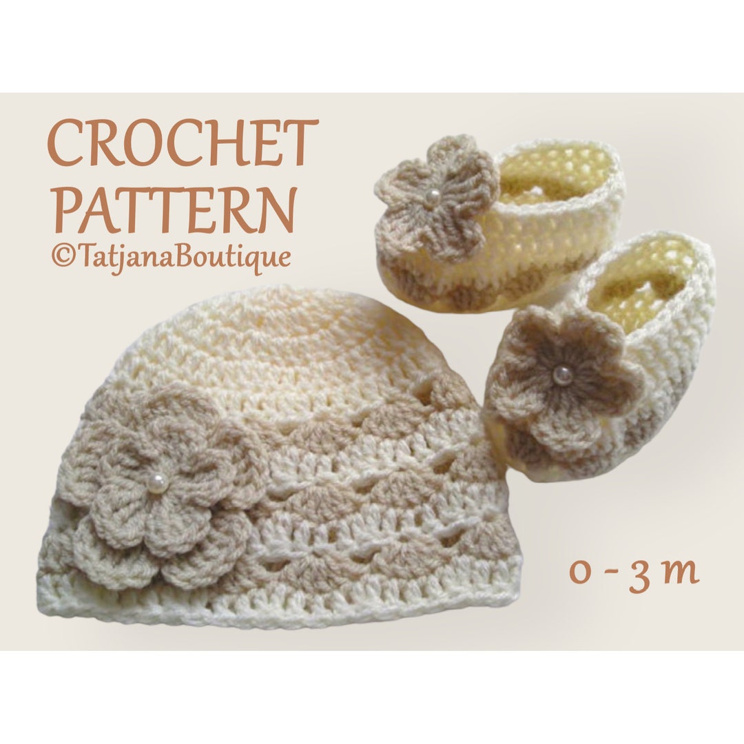 Crochet Pattern Baby Hat and Booties, Crochet Baby Hat Pattern, Crochet ...