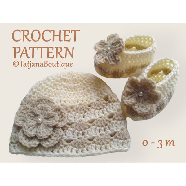 Crochet Pattern Baby Hat and Booties, crochet baby hat pattern, crochet baby booties pattern, crochet baby pattern, crochet flowers PDF #27
