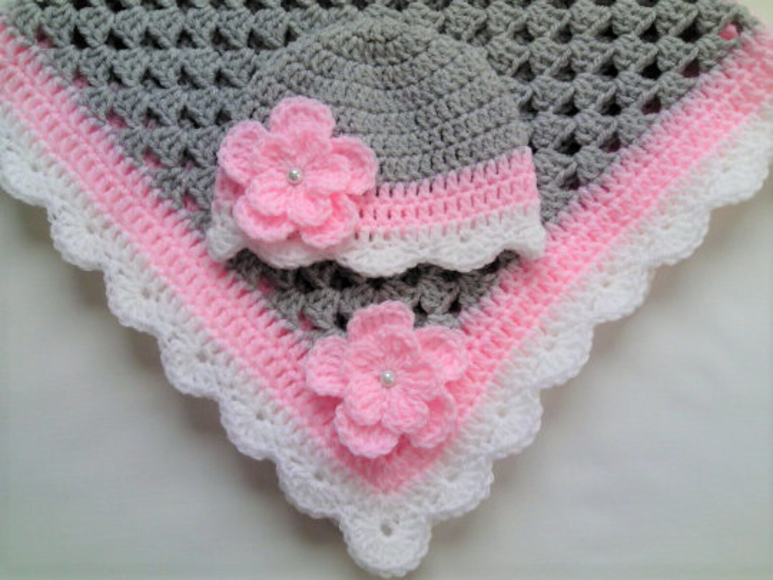 Crochet Pattern Baby Blanket and Hat Set gift christening Etsy