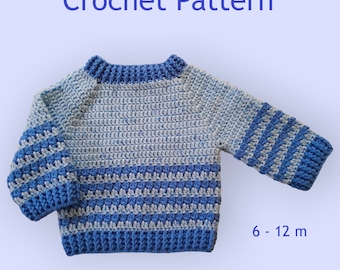 Crochet Pattern Baby Sweater, crochet baby sweater jumper pattern, crochet baby unisex sweater pattern, baby crochet pattern PDF #197.