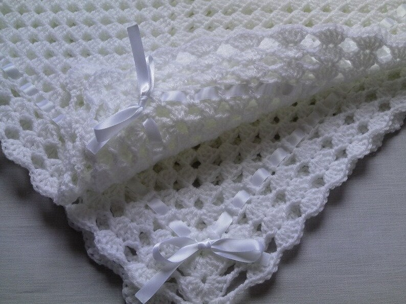 gift baby shower Crochet PATTERN Baby Blanket christening baptism baby white afghan baby shower PDF file #32 Hat and Booties Set
