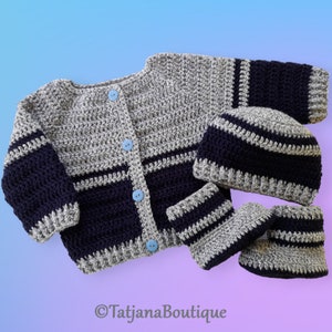 Häkelanleitung Baby Strickjacke, Mütze und Booties, Häkelanleitung Baby Strickjacke, Mütze Schuhe Häkelanleitung, PDF #134.