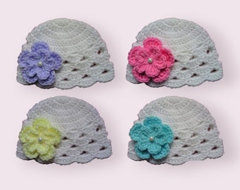 Crochet Pattern Baby Hat, baby crochet hat pattern, crochet flower pattern, baby hat crochet pattern, baby girl crochet hat pattern PDF #158