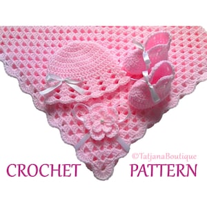 Crochet Pattern Baby Blanket, Hat and Booties, crochet baby blanket pattern, crochet baby hat pattern, crochet baby booties pattern PDF #25