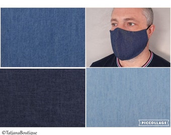 Tvättbar ansiktsmask med näsbygel, överdrag i denimbomull, andningsbar, tvättbar, återanvändbar, marinblå ansiktsmask, 3 storlekar tillgängliga, UK-mask