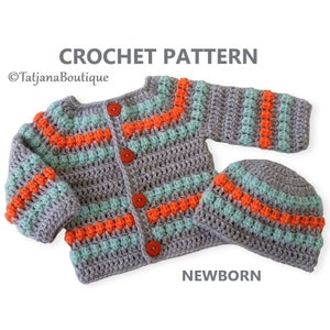 Crochet Pattern Baby Cardigan and Hat, crochet pattern sweater and hat, baby cardigan beanie pattern, tutorial baby cardigan and hat PDF #75