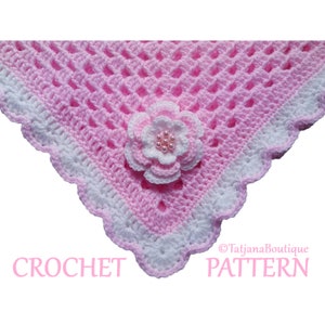 Crochet Pattern Baby Blanket, pink baby blanket crochet pattern, crochet flower pattern, baby pattern, crochet pattern baby blanket PDF #47