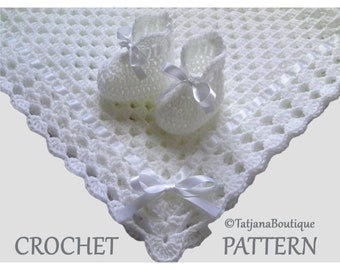 Crochet Pattern Baby Blanket and Booties, Baby Blanket Crochet Pattern, blanket shawl crochet pattern, baby booties crochet pattern PDF #12