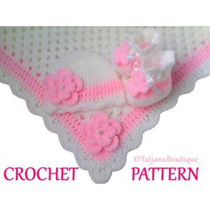 Crochet Pattern Baby Blanket, Hat and Booties, crochet baby blanket pattern, crochet baby hat pattern, crochet baby booties pattern PDF #44