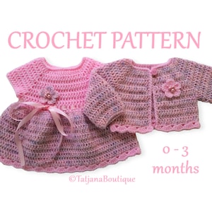 Crochet Pattern Baby Dress and Cardigan, crochet baby cardigan and dress pattern, baby crochet pattern, crochet flowers pattern PDF #147