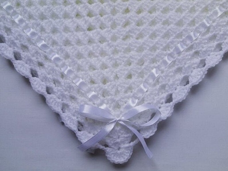 gift baby shower Crochet PATTERN Baby Blanket christening baptism baby white afghan baby shower PDF file #32 Hat and Booties Set