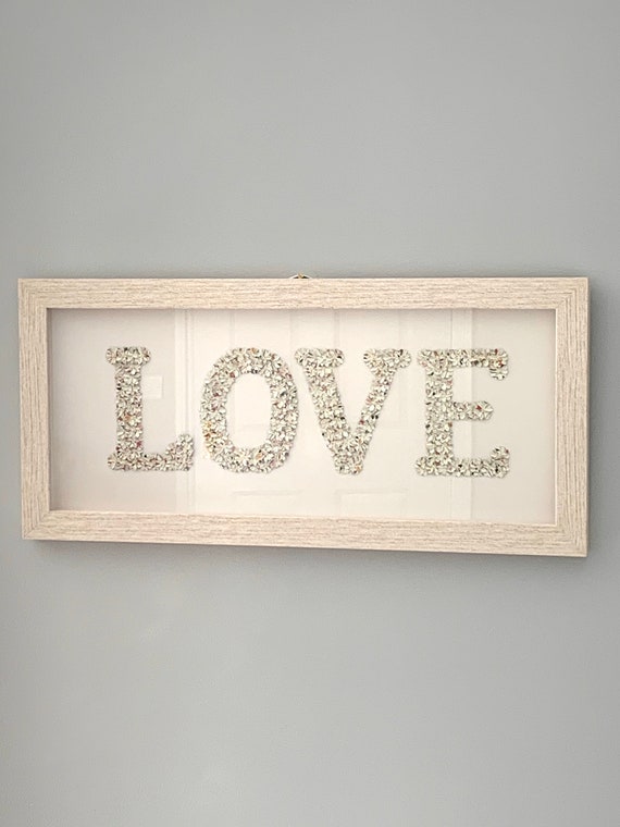 Discontinued large picture- Love made with delicate paper flowers