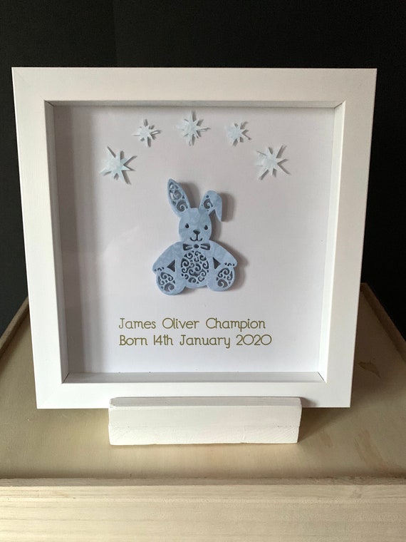 Personalised baby picture, beautiful gift to treasure and keep in a gorgeous white frame made by an independent company in Cornwall