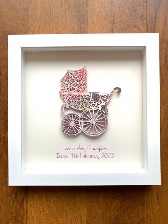 Baby personalised pictures in frames, perfect for a newborn gift, baby shower or 1st birthday, can find any colours