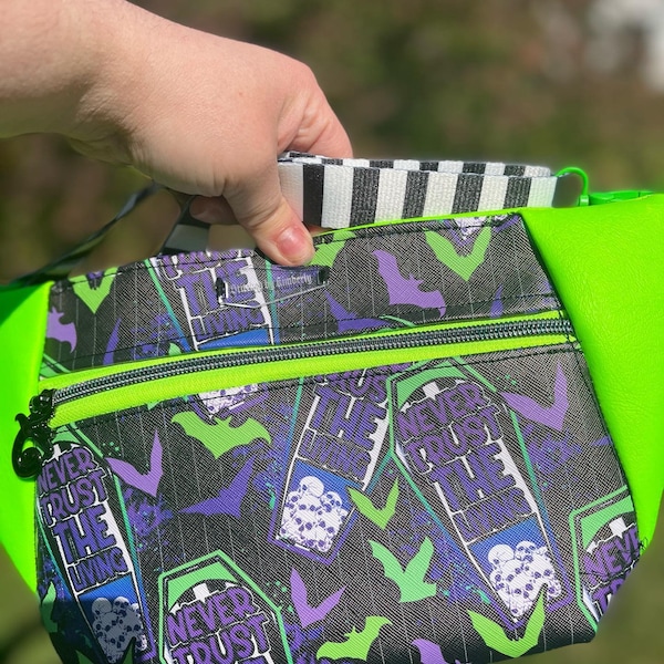 Never Trust the Living Hip Bag - Fanny Pack - Neon Green Faux Leather