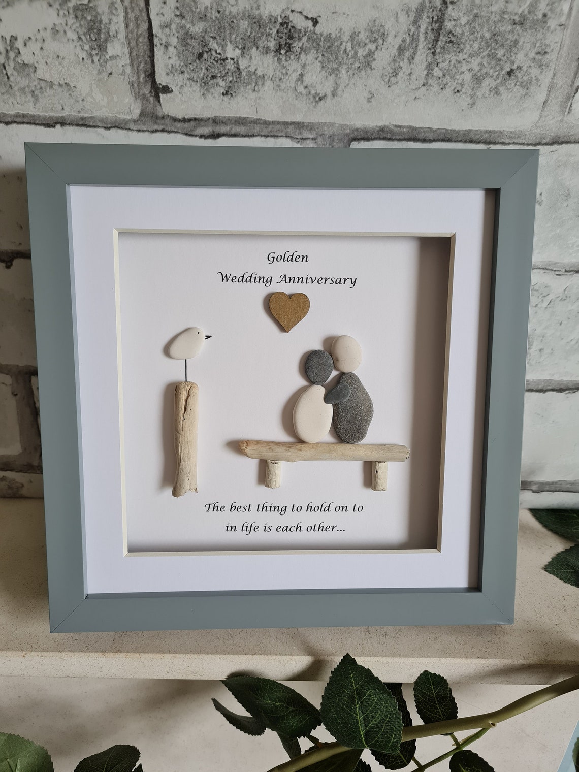 Pebble art anniversary gift unique pebble picture. Bespoke Etsy