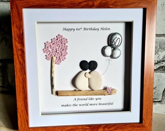 Arte di Sister Pebble... regalo di compleanno... regalo personalizzato... regalo unico di arte di ciottoli per un compleanno speciale... Arte su misura per sorella o amica.