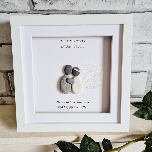 Bepoke wedding gift...personalised pebble art gift...the bride & groom...Unique wedding gift