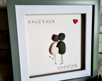 Pebble art Couples gift... wedding gift... anniversary gift...bespoke gift..gift for your girlfriend/boyfriend/husband/wife