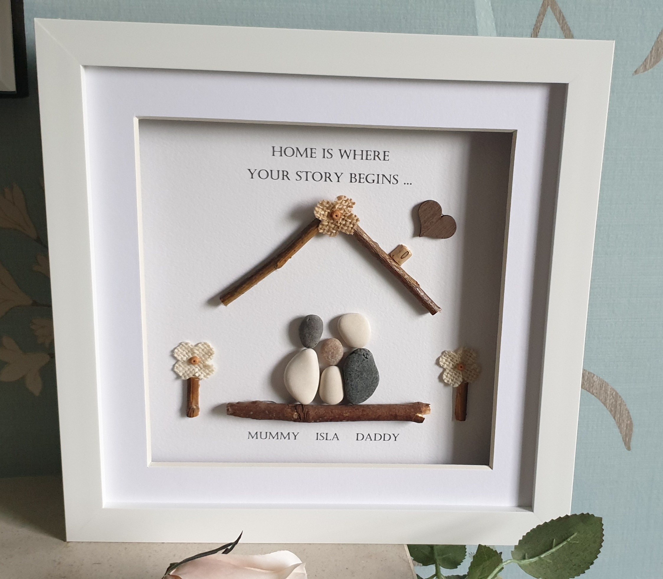 New home pebble art...Unique gift for a new home..pebble art Etsy