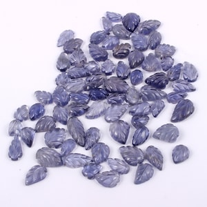 Natural Blue Iolite Hand Carved Fancy Leaf Gemstone Size 4x6-7x12mm  25 Carat Lot of 35 Piece +AAAA Focal Pendant Genuine and natural Stone.