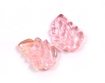 Pink Tourmaline Leaf Gemstone Pair, Hand Carved (8x11.50mm, 3.20 Carat)