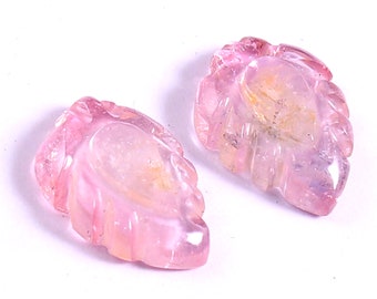Hand Carved Leaf Tourmaline Gemstone Pair, 4.40 Carat