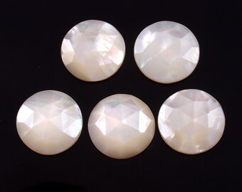 Natural Mother Of Pearl Rose Cut Flat Back Faceted Round Size 18x18mm +AAAA 1 Piece 9 Carat  100% genuine and natural stone