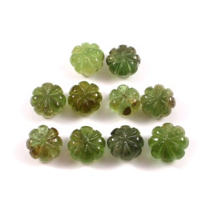Natural Green Tourmaline Hand Carved Melon Gemstone Size 7.50x7.50-9.50x9.50mm 32.55 Carat Lot of 10 Piece +AAAA Genuine and natural Stone.