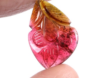 Hand Carved Leaf Tourmaline Gemstone, 6 Carat
