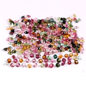 Natural Multi Tourmaline Gem Cut Faceted Round 2mm AAA+ Pack of 50 Piece 100% genuine and natural stone.