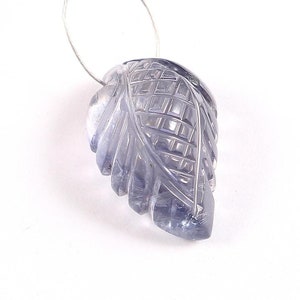 Natural Blue Iolite Hand Carved Fancy Leaf Gemstone Beads Size 11.50x18mm 9 Carat +AAAA Focal Pendant Genuine and natural Stone.