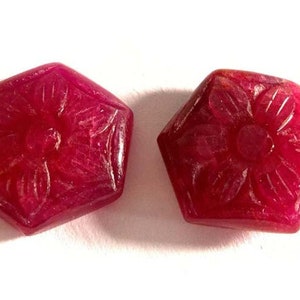 Natural Ruby Hand Carved Fancy Gemstone Size 14x16mm 1 Pair 25 Carat +AAAA Genuine and Natural Stone.