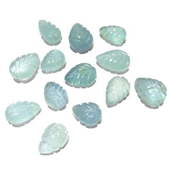 Natural Aquamarine Hand Carved Fancy Leaf Gemstone Size 7x9-9x12mm