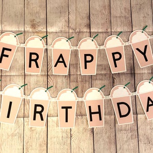 Rosa Frappy Geburtstagsbanner | Geburtstag | Personalisiertes Banner | SB inspirierte | Frappe Liebhaber | Happy Birthday | Schokoladen | Erdbeere