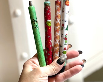 Christmas glitter Pens | 0.7 medium gel pens | Ombre glitter | Gift for her | Santa | gift | Employee appreciation | gift