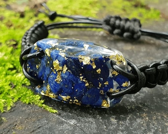 Orgonite orgone bracelet, Lapis Lazuli, 24k gold, enchanted, activated magic amulet, charm, talisman, Reiki infused