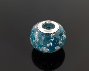 Orgonite orgone charm bead, pendant, bracelet, Blue apatite, 925 silver - Reiki infused, programmed crystal amulet