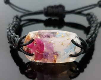 Orgonite Orgone bracelet, Ruby, Amethyst, Rose quartz, moonstone, 24k gold, Reiki amulet, love, passion, harmony