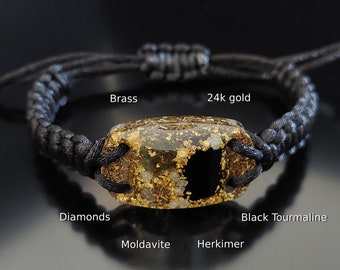 Orgone Orgonite bracelet - Powerful, high vibrations, Reiki Energy Healing - Moldavite, Herkimer, magic amulet