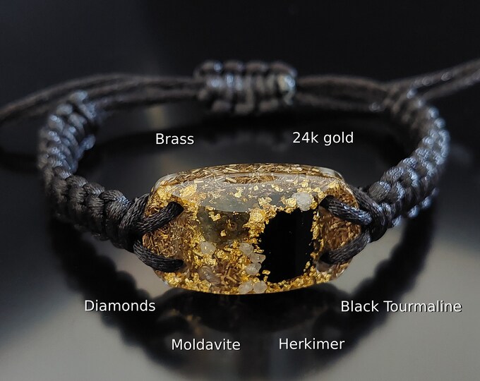 Orgone Orgonite bracelet - Powerful, high vibrations, Reiki Energy Healing - Moldavite, Herkimer, magic amulet